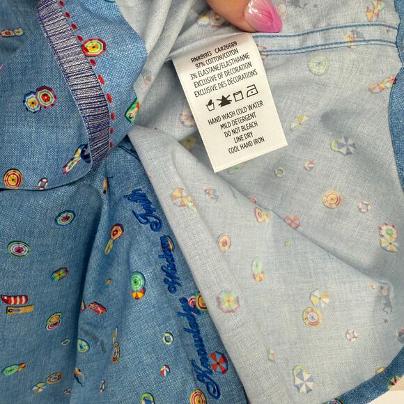 Robert Graham Woven Button Front Long Sleeve Shirt Beach Pass Aerial Resort M - Picture 5 of 9